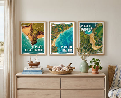 Affiche Plage de Trémazan – Landunvez | Affiche Bretagne réversible 30x40